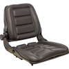 photo of Seat assembly, black leatherette upholstery, dimensions: 19 inches wide, 20 inches deep. Non-suspension type with slide track for forward\rear adjustment. Backrest angle adjustment.