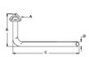 photo of Use with 180364M91 and 505545M92 mufflers. A= 3 bolt inlet, B= 11-1\2 inches vertical length, C= 24 inches horizontal length, D= 1-1\2 inch outlet outside diameter. For model 135 early with Perkins 3 Cylinder Gas or Diesel Engine.