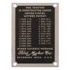 photo of Patent Data Plate, with drive screws to install. Restoration Quality. For tractors: 9N, 2N, {1939-1947}.