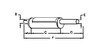 photo of Round body 6 inch shell diameter, A= 3-1\2 inch inlet length, B= 2-3\4 inch inlet inside diameter, C= 26-1\2 inch shell length, D= 14 inch outlet length, E= 2-3\4 inch outlet outside diameter, F= 32 inches overall length. For tractor models 770, 870 both with gas or diesel engines built after 1970.