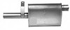 photo of Horizontal Oval muffler, aluminized. Inlet 1-3\4 inch inside diameter, outlet 1-3\4 inch outside diameter, outlet pipe length 13 1\4 inches, overall length 29 inches. For 2000, 3000.