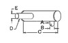 photo of Round body 4-1\4  shell diameter, A= 2-1\2  inlet length, B= 2-3\8  inlet I.D., C= 21  shell length, D= 8-1\4  outlet length, E= 2  outlet O.D., F= 21  overall length. For tractor models (600, 660 Combines with gas or diesel engines).