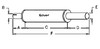 photo of Round body 4-1\4  shell diameter, A= 3-3\4  inlet length, B= 2-1\8  inlet I.D., C= 17  shell length, D= 8-1\4  outlet length, E= 2-1\4  outlet O.D., F= 29  overall length. For tractor models (600B, 611B both from 1957-1958).