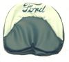photo of For all Ford Tractors with 21 inch wide Steel Pan Seat. This seat cushion is blue and white with a FORD script logo.