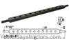 photo of Universal Category II Drawbar Measures: (A) 1-3\16 inches thick, (B) 2-3\8 inches wide, (C) 30-3\4 inches center to center on lower link pins, (D) 2-3\8 inches from center of pin to edge of body, (E) 2-3\8 inches from body edge to center of first body hole, (F) 2-1\8 inch center to center between holes, (G) 1-1\8 inch end pin, (H) Eleven 25\32 inch holes.