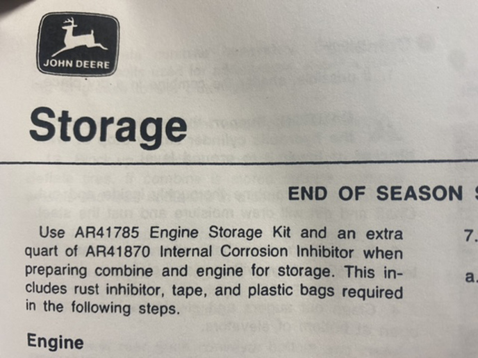 Engine Storage kit | Yesterday's Tractors Forums