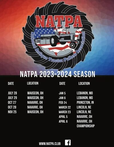 NATPA winter pulling schedule 2023 - Yesterday's Tractors