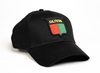 photo of Vintage Oliver logo sewn onto a solid black hat, 6 panel low profile hat.