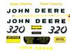 photo of For model 320. Set of 13 self adhesive decals. Not OEM. These new replacement decals for old-style tractors are a fine decorative, descriptive replacement part for vintage tractors and are sold solely for that use. With these historically authentic decals your old tractor will look its best. These non OEM decals are sold entirely independently of the original equipment manufacturer. Trade marks and trade names contained and used herein are those of others, and are used in a descriptive sense to refer to products of others. Printed on Mylar, not die cut.
