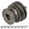 photo of This pulley assembly fits Cub and Cub Lo-Boy C-60 engine serial number 165153 and up, Super A with C-113 engine serial number 317192 and up, Super AV and Super AV1 with C-123 engine, Super AV1 with C-113 engine serial number 317192 and up, Super C with C-123 engine, 100 and 130 with C-123 engine, (200, 230 and 240 with C-123 engine below serial number 65000). Fan mounting bolt thread is 12-24 UNC, 3.125 inch bolt pattern. Shaft is 5\8 inch -18 Thread. 4.379 inch outside diameter rear pulley. 4.062 inch outside diameter front pulley. VERIFY MEASUREMENTS. Will not fit 154, 184 or 185.