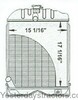 photo of For tractor models TO35 (serial number 204181 and above), 35, 35 TURF, 35 Utility, and 202 Industrial (serial number 306493 and above). All with gas engines. Weight 18.5 pounds. Core size (the finned part) is 15.12 inches wide by 17.12 inches high, has 3 rows of tubes, total height is 23.5 inches from top of tank to bottom of tank.