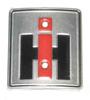 photo of For Super H, Super HV, Super M, Super MTA, Super W4, Super W6, W6TA, Super W9, WD9. Hood Emblem  IH  is 2-1\2 inch x 2-3\4 inch.