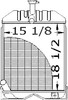 photo of Core size 18.50 inches high, 15.125 inches wide, 3 rows of tubes, 8 fins per inch. For tractor models 253, (240 serial number A20286 and up with Hydrostatic Steering).