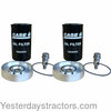 photo of This Spin-On Engine Oil Filter Adapter Kit fits International Tractors; 1026, 1206, 1256, 1456, 21026, 21206, 21256, 21456, 2806, 2856, 806, 856 all when using a D361, DT361, D407 or DT407 diesel engine. Fits various other International machines where D361, DT361, D407 or DT407 diesel engines are used. This filter adapter kit contains (2) aluminum adapter bases, (2) mounting studs, (2) internal O-Rings, (2) square cut external O-Rings, (2) Case-IH spin-on filters, (1) instruction sheet. No drilling is required. Uses Replacement filters 298080R2.