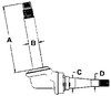 photo of This spindle measures A= 12.375 inch, B= 1.667 inch, C= 1.375 inch, D= .937 inch. For tractor models 300 and 350 Utility (NOT Farmall). The wheel bearing kit used for this spindle is part number WBKIH4.