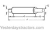 photo of Round body 4-1\4 inch shell diameter, A= 2 inch inlet length, B= 1-5\8 inch inlet inside diameter, C= 19-1\2 inch shell length, D= 2 inch outlet outside diameter, E= 1-3\4 inch outlet outside diameter, F= 24 inches overall length. For model 300 serial number 9501 to 62482 with C169 gas engine.