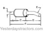 photo of Round body 7-1\2 inch shell diameter, A= 3 inch inlet length, B= 3 inch inlet inside diameter, C= 11-1\2 inch shell length, D= 17-1\2 inch outlet length, E= 3 inch outlet outside diameter, F= 30 inches overall length. For model 715 Combine with gas engine.