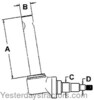 photo of This spindle measures A= 11.687 inch, B= 1.423 inch, C= 1.250 inch, D= .750 inch. For tractor models 2400A, 454. The wheel bearing kit used for this spindle is part number WBKIH7.