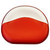 photo of RED AND WHITE Vinyl Pan Seat, flip over seat with lock rod. Like Original Seat, complete with lock. A, AV, B, BN, Super A, Super AV, 100, 130, 140 (Early), [ International Utility: 300, 350 (with LOW-STYLE SEAT) ], Utility: 460 (with LOW-STYLE SEAT); Replaces: 354157R92, 50570DC