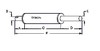 photo of Round body 3-1\4 inch shell diameter, A= 2-3\4 inch inlet length, B= 2 inch inlet inside diameter, C= 16-1\2 inch shell length, D= 12-1\2 inch outlet length, E= 2 inch outlet outside diameter, F= 32 inches overall length. For tractor models (30, 20, 31, 32, 40B, 50 all with gas or diesel engine), (230, 240, 250 all with Perkins Gas or Diesel Engine), (290 with Perkins Gas or Diesel Engine also must use 898534M1 OEM number tailpipe).