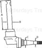 photo of This spindle measures A= 10.625 inches, B= 1.356 inches, C= 1.375 inches, D= .937 inch. For model M, early Farmall with OEM wide front axle. The wheel bearing kit used for this spindle is part number WBKIH4.