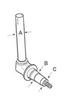 photo of This spindle replaces both Right hand and left hand. 15.265 inches in length, A=1.687 inch, B=1.375 inch, C=.843 inch, .75 inch UNF thread. For tractor models 238, 248, 258, 454, 474, 475, 574, 674, 484, 584, 385, 485, 485XL, 585, 585XL, 395, 495, 595, 595XL. The wheel bearing kit used for this spindle is part number WBKIH6.