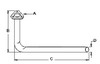 photo of For horizontal exhaust, A= 3 bolt inlet, B= 12 inch vertical length, C= 34 inches horizontal length, D= 1-3\4 outlet inch outside diameter. For tractor models 302, 304, 50, 65.