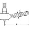 photo of Used on the right side of Massey Ferguson 4500 Forklift, 20C, 30B, 30D, 40B, 235 Orchard serial number 9A253749 and up, 245 serial number 9A253749 and up. The measurements on the tie rod end are A - 4.380 inches, B - .687 inch-18 RH Thread. Replaces Massey Ferguson part number 674393M91.