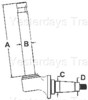 photo of This spindle measures A= 15.250 inch, B= 1.667 inch, C= 1.780 inch, D= 1.375 inch. For tractor models (674, 684, 884, Hydro 84 all with straight axle). The wheel bearing kit used for this spindle is part number WBKIH9.