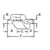 photo of A= 1 inch inlet length, B= 1-3\8 inch inlet inside diameter, C= 4-1\4 inch shell length, D= 3-3\4 inch outlet length, E= outlet bent pipe, F= 9 inch overall length. For tractor models B, C, CA all 1938 to 1957.