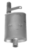photo of Oval Muffler for D15 serial number 9002 and up. Inlet inside diameter 1-3\4 inch, outlet outside diameter 1-3\4 inch, overall length 27 inches.