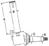 photo of This spindle measures A = 10.062 inches, B = 1.867 inches, C = 1.795 inches, D = 1.375 inches. For tractor models 210, 220, D21. This spindle uses wheel bearing kit part number WBKAC3.