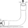 photo of Our new upper radiator hose has an inside diameter of 2.375 inches on the larger end, and 2.312 inches on the smaller end. For tractor models 8030, (8050 early), 8070.