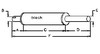 photo of New Muffler measures A= 2-1\2 inch inlet length, B= 2-1\8 inch inlet inside diameter, C= 24-3\8 inch shell length, D= 17-1\4 inch outlet length, E= 1-3\4 inch outlet outside diameter, F= 44-3\4 inches overall length. For tractor models 165, 168, 174-4S, 175, 178, 184-4S, 185, 188, 194-4F, 274, 274S, 274SK, 294S-4S, 40, 50, 50E, 65, 765.