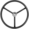 photo of This steering wheel is for early JD 2 cyl. tractor models 520, 530, 620, 630, 720, 730, 80, 820, 830 with Power Steering. 18  Diameter, 7\8  Splined Hub, Plastic Covered Foreign made. 2 7\16 cap opening.