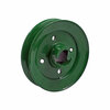 photo of This pulley has an outside diameter measuring 5.060 inches, an inside diameter of 1.125 inches, (2) 5\16 hole inside diameter. Measures 2.400 in height, and will fit a  inch wide fan drive belt. For the following models: M, MC, MT.