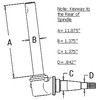 photo of Vertical shaft length 11.875 inches, shaft diameter 1.375 inches, spindle inside bearing flat 1.375 inch, spindle outside bearing flat .842 inch. Keyway is to the rear. REPLACES: AR52861. Fits 1020, 1520, 1530, 2020 (swept back), 2030, 2040, 2240, 2440 (< serial number 340999), 2630, 2640 (< serial number 340999), 820, 830. Wheel Bearing Kit available separately part number WBKJD3. Replaces AR103472, AR52861.