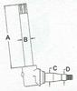 photo of Spindle, Heavy Duty. Dimensions A-15.125 inch B-1.750 inch C-1.795 inch D-1.312 inch For tractor models 2510, 2520, 3010, 3020, 4000, 4010, 4020, 4320 tractors. All with Heavy Duty Spindle. The wheel bearing kit used on this spindle is kit part number WBKJD7.