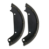 photo of This is a Riveted Brake Shoe Assembly pair. Services one wheel. Two sets needed per tractors. Used on John Deere 70 Row-Crop and Standard, 630 Row-Crop and Standard, R, 80, 520, 530, 620. Overall outer curved length: 10-1\2 inches, Width: 2-1\4 inches. Replaces AR483R, RE227938
