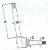 photo of Spindle, LH\RH. Dimensions A-27.375 inch, B-1.50 inch, C-1.687 inch, D-1.312 inch. For 2510, 3020, 4000, 4010, 4020, All Hi-Crop, 2520 Hi-Crop SN# 21001 and up. The wheel bearing kit used on this spindle is kit part number WBKJD6.