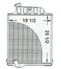 photo of For model 4230 With Air Conditioning. Gas or diesel, HOA: 33.5 inches, WOA: 20.125 inches, ThkOA: 4 inches, Inlet\Outlet Dia: 2 inches, Core H: 25.5 inches, W: 19.25 inches, Thk: 3 inches, 5 Row, 8 FPI, includes cap.