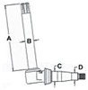 photo of Measures A = 14.875 , B = 1.5 , C = 1.795 , D = 1.312 . Fits : 1020 (HD), 1520 (hi-knee), 2020 (hi-knee), 2030 (hi-knee), 2440 (< SN# 340999), 2630 (hi-knee), 2640 (< SN# 340999). Wheel Bearing kit available as part number WBKJD7_.