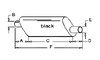 photo of Oval body 4-1\4  x 9  shell dimension, inlets flared. A= 8-1\4  inlet length, B= 2-1\2  inlet I.D., C= 19-1\2  shell length, D= 7-3\4  outlet length, E= 2  outlet O.D., F= 33-1\2  overall length. For tractor models (2010, 2020 for gas, LP or diesel engines with vertical exhaust). Replaces AT21689.