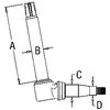 photo of Measures A= 10.125 , B= 1.750 , C= 1.795 , D= 1.312 . For tractor models (300 SN# 136912 and up), 300B, 302, 302A, (310 SN# up to 237997), (400 SN# 136912 and up), 401, 401B, 401C, (480 SN# 136912 and up), 480A, 480B, (2640 SN# 341000 and up with straight non adjustable axle), 301A. The wheel bearing kit used on this spindle is kit part number WBKJD7.