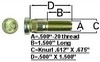 photo of Front Wheel Stud Bolt measures 1\2 inch X 2 inch. WITHOUT nuts. Note: nuts are available by ordering part number C5NN1012B. Fits 8N (late), NAA, Jubilee, 600, 601, 700, 701, 800, 801, 900, 901, 2000, 4000.