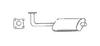 photo of Vertical or Horizontal muffler. Oval body. Inlet has 4-hole base plate, Outlet 1-3\4  outside diameter. Overall length 20 . For: 650, 750 (1981 to 1988). Does not come with gasket. Gasket can be ordered as part number CH10403.