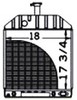 photo of Core size (the finned part) is: 18.000 inches wide, 17.750 inches high, 4 Rows of tubes with 8 fins per inch. Fits Industrials: 455 (7\87-11\88), 550 (8\81>), 555 (8\81>), 555A (8\81>), 555B (8\81>), 655 (8\81>), 655A (8\81>). Replaces E0NN8005FA15L, F2NN8005FA15L, 83925458.