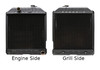 photo of This is a New Radiator with oil cooler connections. It is used on Ford New Holland models: 3230, 3430, 3610, 3610N, 3610NO, 3610V, 3930, 4130, 4410, 4630, 260C, 340, 340A, 340B, 420, 445, 532. Measurements in inches: Overall Height: 22 1\2, Overall Width: 19, Core Height:	16, Core Width: 17 1\4, Depth: 2 1\4, Rows: 3, Fins Per Inch: 8, Fill Neck Height: 3\4, Inlet: 1 1\2, Outlet: 1 3\4, Oil Cooler: 45 Degree Flared Fittings (7\8-14 Threads) on 10 inch centers. Replaces OEM numbers: 82847505, E1NN8005AB15M