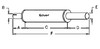 photo of Round body 5  shell diameter, A= 3  inlet length, B= 2-5\8  inlet I.D., C= 17-3\4  shell length, D= 9-1\4  outlet length, E= 2-1\2  outlet O.D., F= 30  overall length. For model 1000 combine.