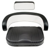 photo of Seat cushion kit, black and white. Contains seat cushion, lower backrest and upper backrest. For tractors: Hydro 70, Hydro 86, Hydro 100, 504 Deluxe, 544 row crop, 656 prior to serial number 145000, 666, 686, 706, 756, 786, 806 prior to serial number 14500, 826, 856, 966, 1026, 1066, 1206, 1256, 1456D, 1466, 1468, 1566, 1568, 2504 Deluxe, 2706, Deluxe, 2756 Deluxe, 4100, 4156, 4166, 4186 after serial number 19259. Bracket set is available separately as part number IH6013. Replaces 167891C1, 387174R92, 387177R92, IH6012